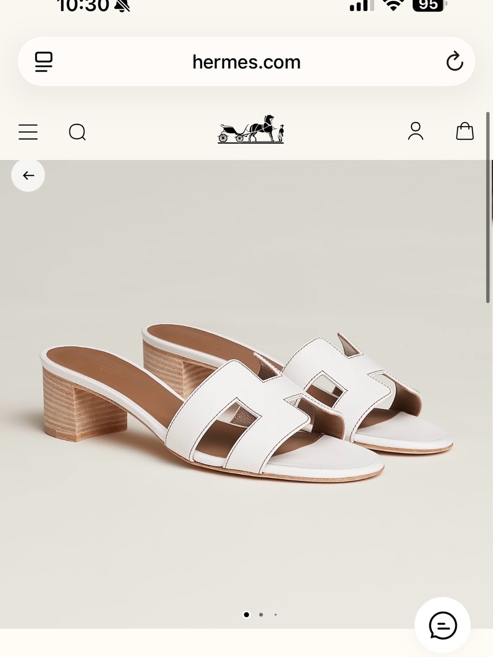 Hermes Oasis BRAND NEW White Leather Slide Sandals low heel size 39 w/ receipt - Picture 9 of 9